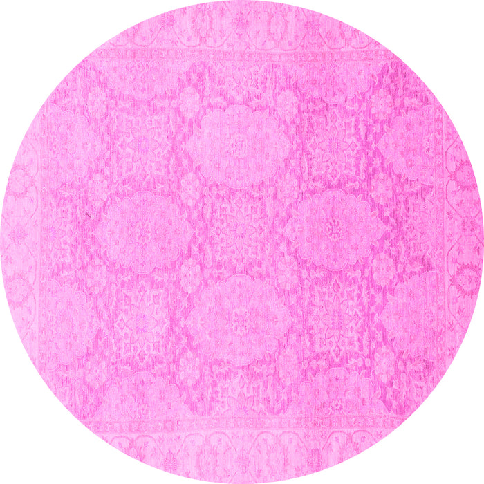 Round Oriental Pink Traditional Rug, abs2606pnk
