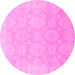 Round Oriental Pink Traditional Rug, abs2606pnk