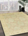 Machine Washable Abstract Brown Gold Rug in a Family Room, wshabs2606