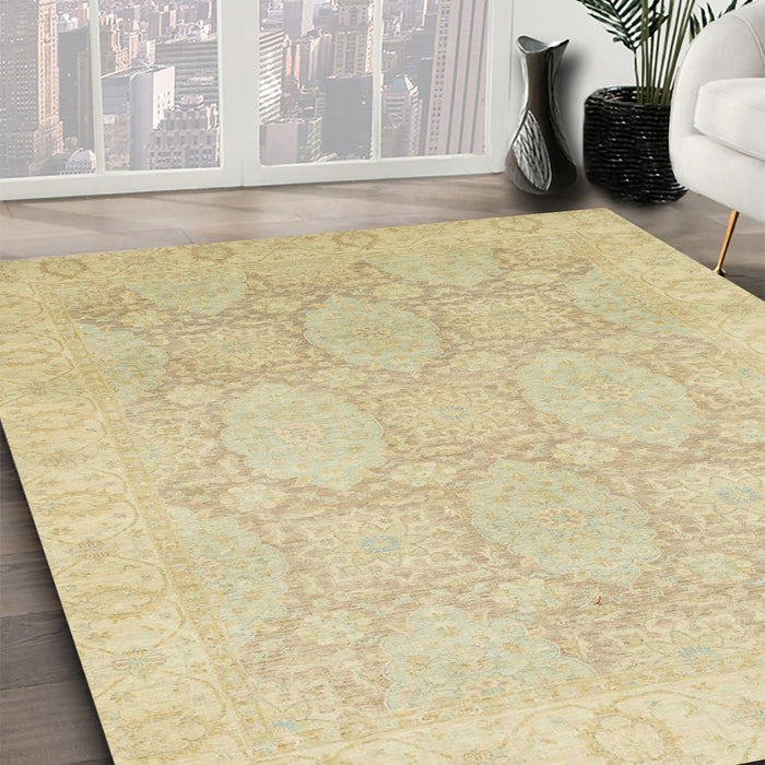 Machine Washable Abstract Brown Gold Rug in a Family Room, wshabs2606