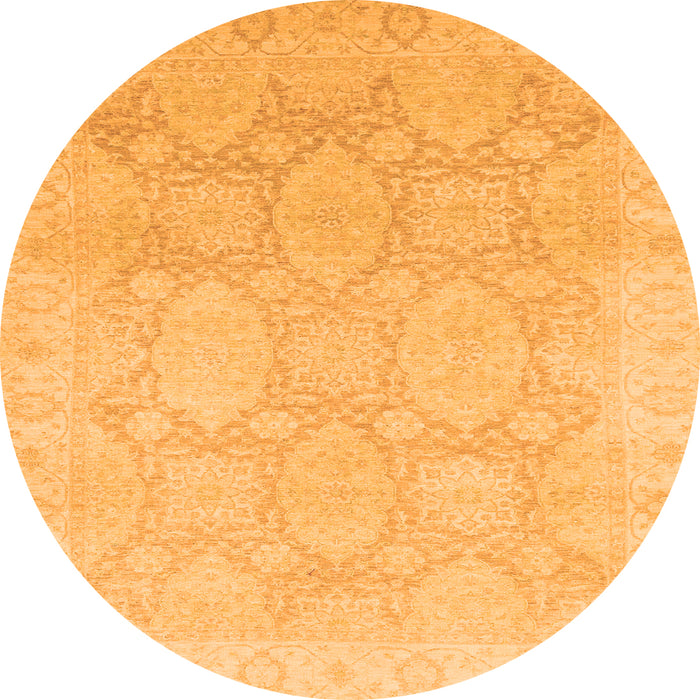 Round Machine Washable Oriental Orange Traditional Area Rugs, wshabs2606org