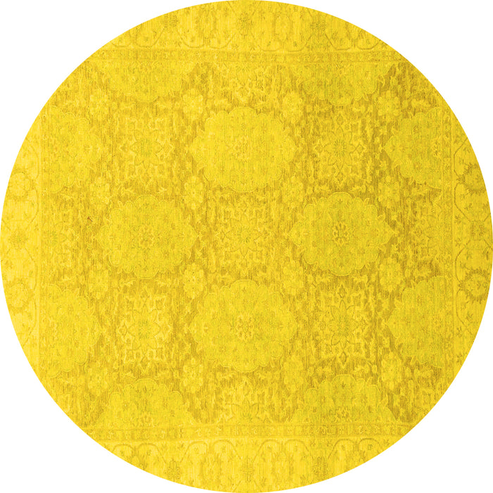 Round Oriental Yellow Traditional Rug, abs2606yw