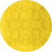 Round Oriental Yellow Traditional Rug, abs2606yw