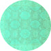 Round Oriental Turquoise Traditional Rug, abs2606turq