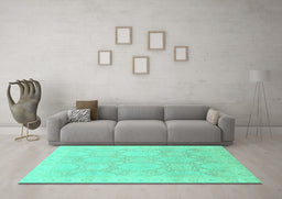 Machine Washable Oriental Turquoise Traditional Area Rugs in a Living Room,, wshabs2606turq