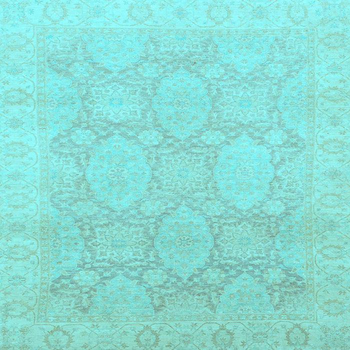 Square Machine Washable Oriental Light Blue Traditional Rug, wshabs2606lblu