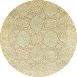 Round Machine Washable Abstract Brown Gold Rug, wshabs2606