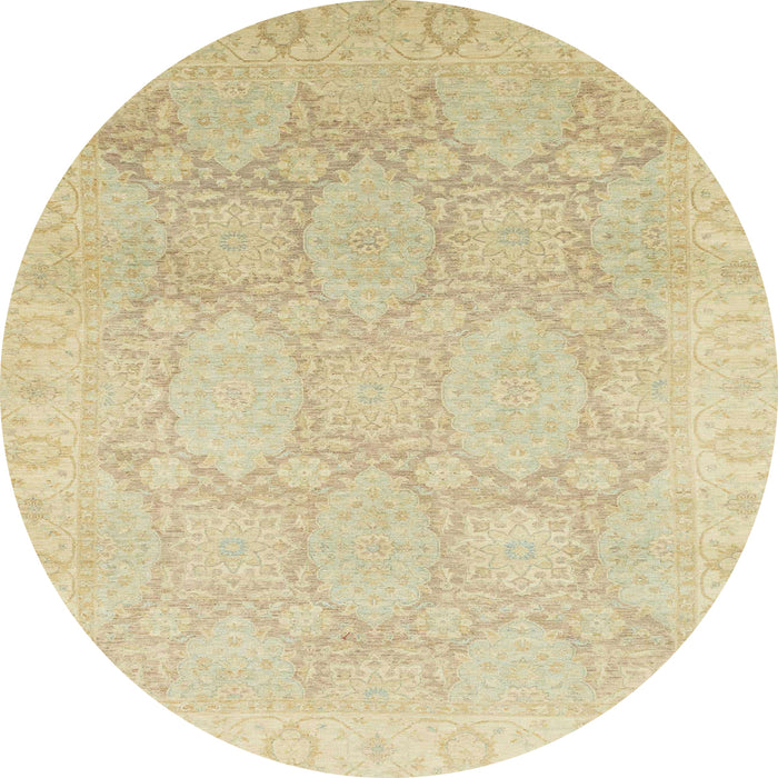 Round Machine Washable Abstract Brown Gold Rug, wshabs2606
