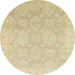 Round Machine Washable Abstract Brown Gold Rug, wshabs2606