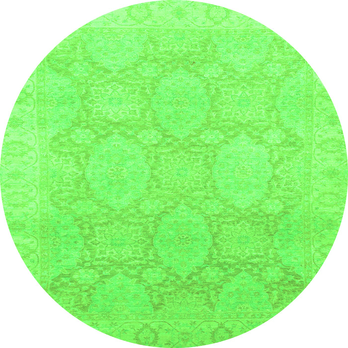Round Machine Washable Oriental Green Traditional Area Rugs, wshabs2606grn