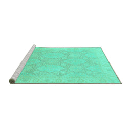 Sideview of Machine Washable Oriental Turquoise Traditional Area Rugs, wshabs2606turq