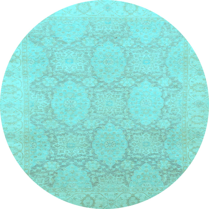 Round Oriental Light Blue Traditional Rug, abs2606lblu