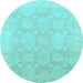 Round Oriental Light Blue Traditional Rug, abs2606lblu