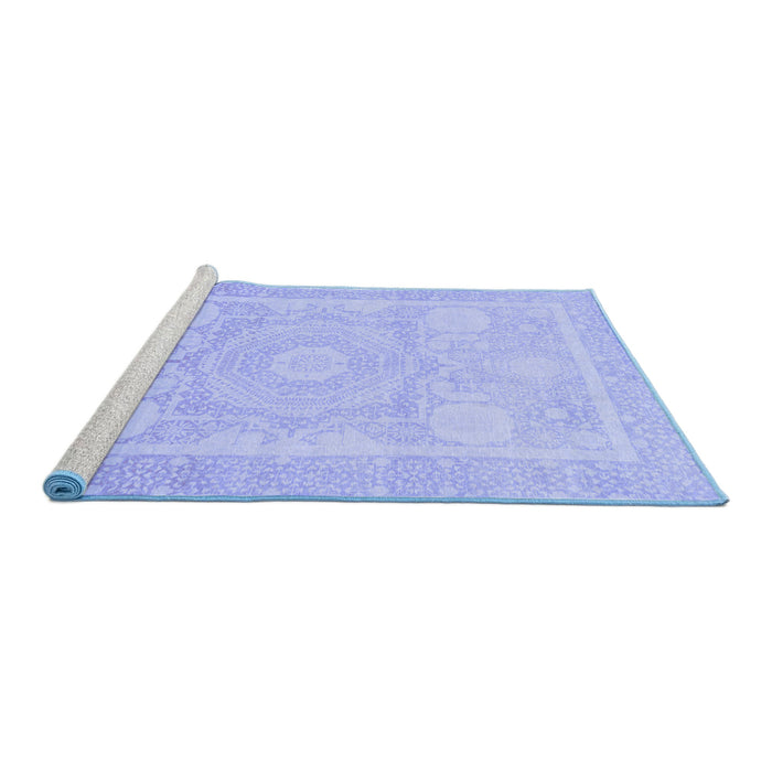 Sideview of Machine Washable Abstract Blue Modern Rug, wshabs2607blu