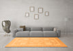 Machine Washable Abstract Orange Modern Area Rugs in a Living Room, wshabs2607org