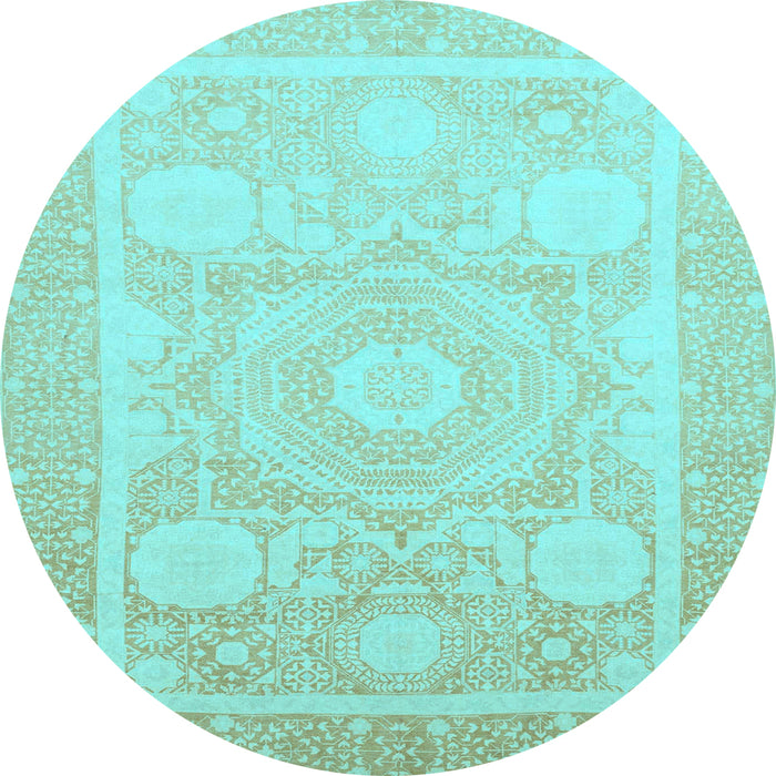 Round Abstract Light Blue Modern Rug, abs2607lblu