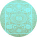 Round Abstract Light Blue Modern Rug, abs2607lblu