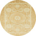 Round Abstract Brown Gold Modern Rug, abs2607