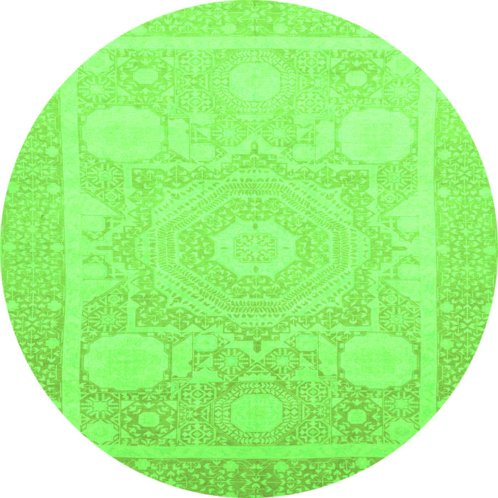 Round Abstract Green Modern Rug, abs2607grn