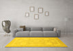 Machine Washable Abstract Yellow Modern Rug in a Living Room, wshabs2607yw