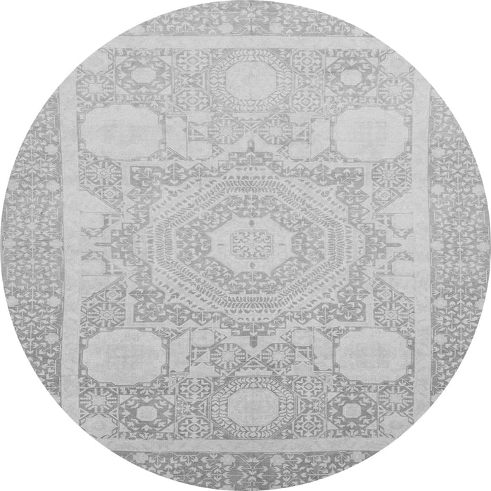 Round Machine Washable Abstract Gray Modern Rug, wshabs2607gry