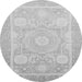 Round Machine Washable Abstract Gray Modern Rug, wshabs2607gry