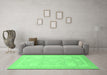 Machine Washable Abstract Emerald Green Modern Area Rugs in a Living Room,, wshabs2607emgrn