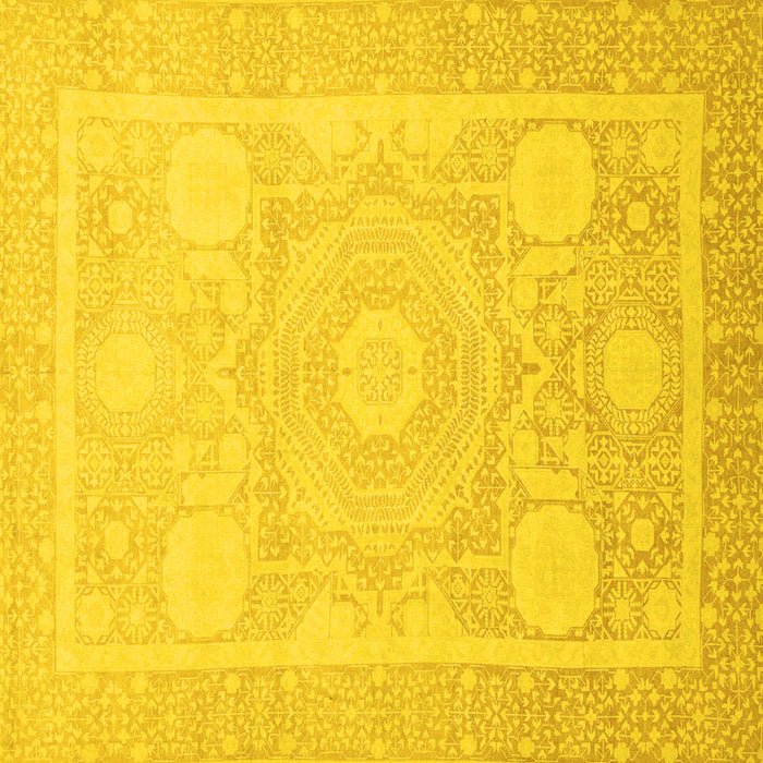 Square Machine Washable Abstract Yellow Modern Rug, wshabs2607yw