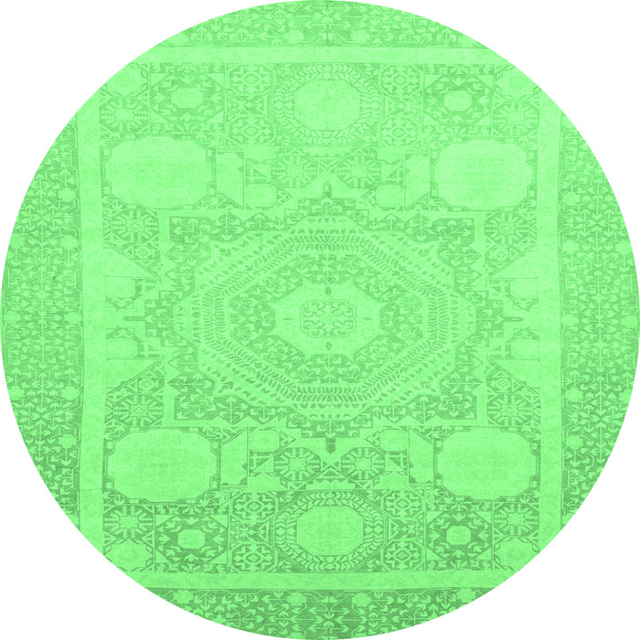 Round Abstract Emerald Green Modern Rug, abs2607emgrn