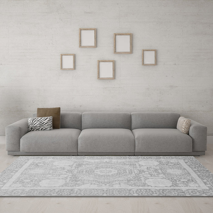 Machine Washable Abstract Gray Modern Rug in a Living Room,, wshabs2607gry