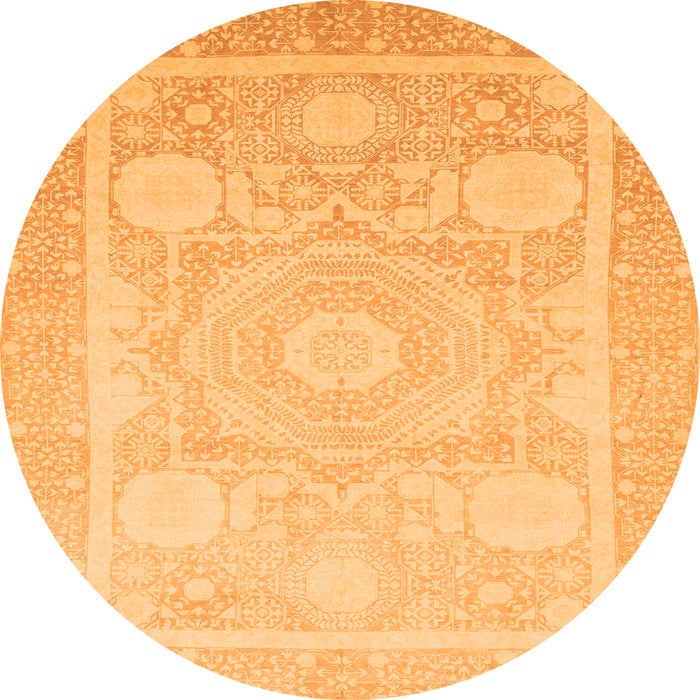 Round Abstract Orange Modern Rug, abs2607org