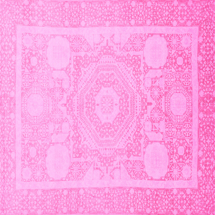 Square Machine Washable Abstract Pink Modern Rug, wshabs2607pnk