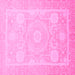 Square Machine Washable Abstract Pink Modern Rug, wshabs2607pnk