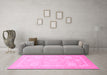 Machine Washable Abstract Pink Modern Rug in a Living Room, wshabs2607pnk