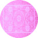 Round Abstract Purple Modern Rug, abs2607pur