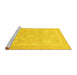 Sideview of Machine Washable Abstract Yellow Modern Rug, wshabs2607yw