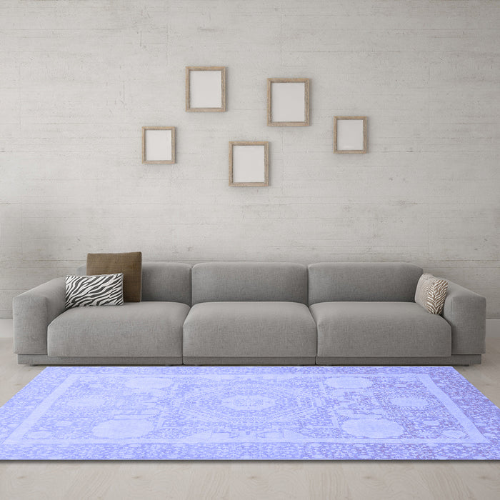 Machine Washable Abstract Blue Modern Rug in a Living Room, wshabs2607blu