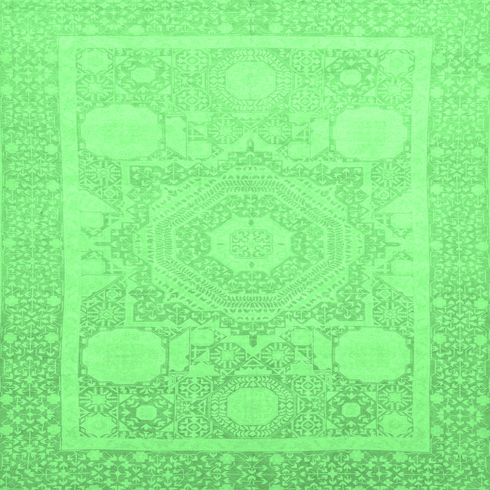 Square Machine Washable Abstract Emerald Green Modern Area Rugs, wshabs2607emgrn