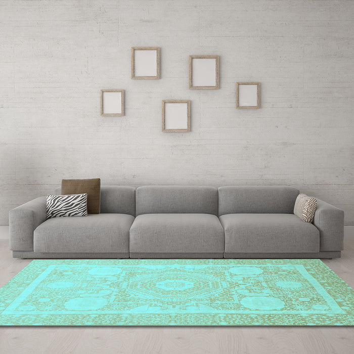 Machine Washable Abstract Light Blue Modern Rug in a Living Room, wshabs2607lblu
