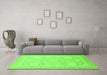 Machine Washable Abstract Green Modern Area Rugs in a Living Room,, wshabs2607grn