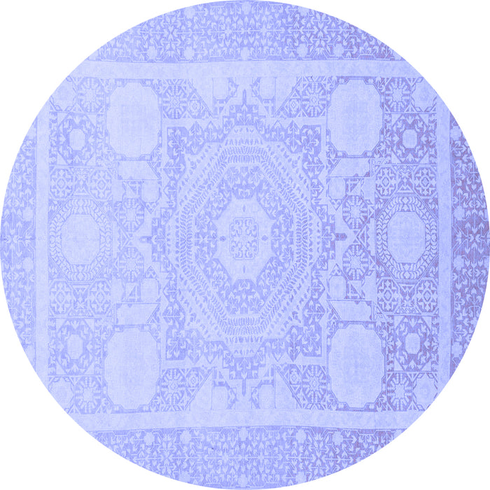 Round Abstract Blue Modern Rug, abs2607blu