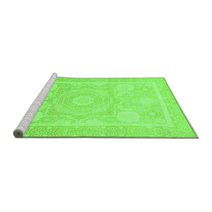 Sideview of Machine Washable Abstract Green Modern Area Rugs, wshabs2607grn