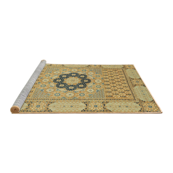 Sideview of Machine Washable Abstract Cinnamon Brown Rug, wshabs2608