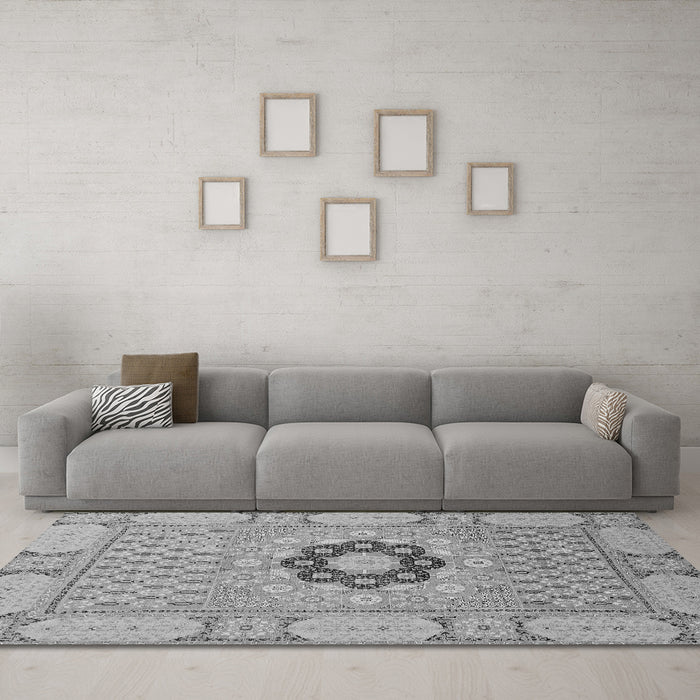 Machine Washable Abstract Gray Modern Rug in a Living Room,, wshabs2608gry