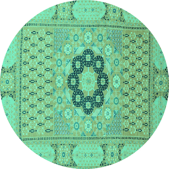 Round Abstract Turquoise Modern Rug, abs2608turq