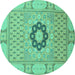 Round Abstract Turquoise Modern Rug, abs2608turq