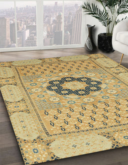 Machine Washable Abstract Cinnamon Brown Rug in a Family Room, wshabs2608