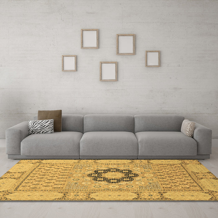 Machine Washable Abstract Brown Modern Rug in a Living Room,, wshabs2608brn