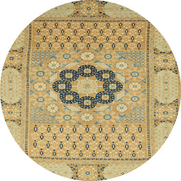 Round Abstract Cinnamon Brown Modern Rug, abs2608
