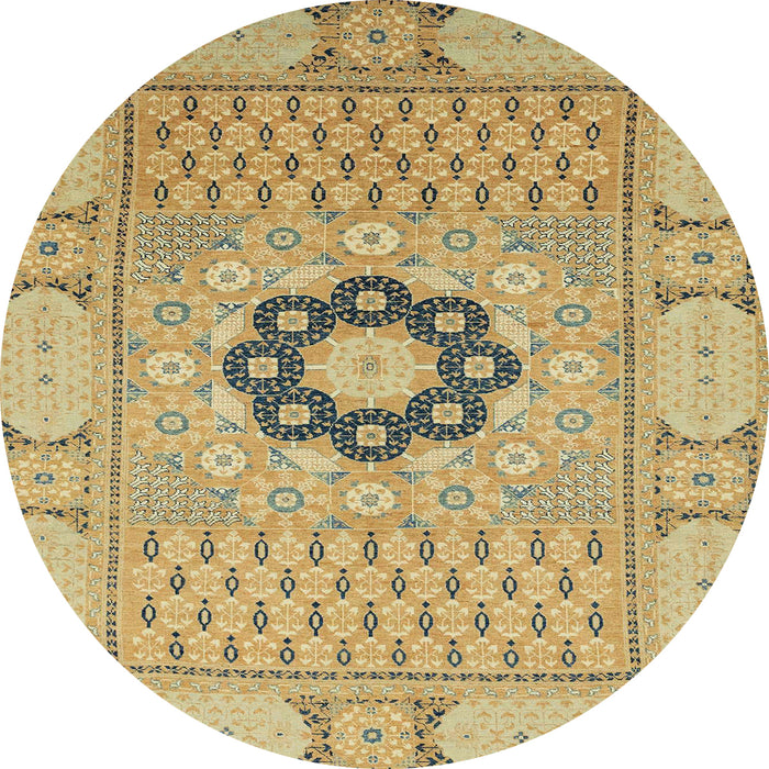 Round Abstract Cinnamon Brown Modern Rug, abs2608